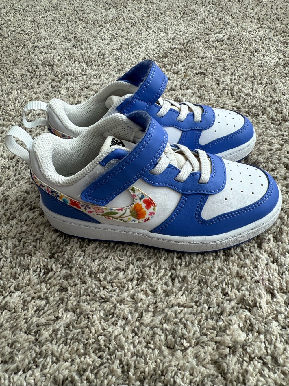 Nike Kids Court Borough Low Recraft Blue Sapphire Floral Size 9T